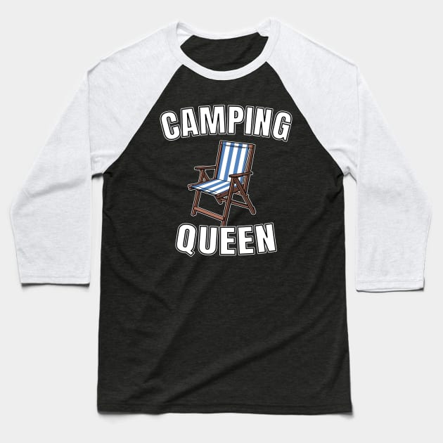 Funny Camper Camping Queen Hiking Outdoor Gift Baseball T-Shirt by Kuehni